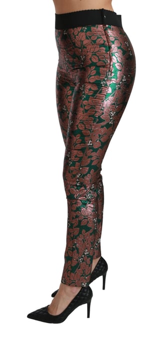 Dolce & Gabbana Grüne Bronze Blatt Strumpfhose Schmale Hose - Image 4