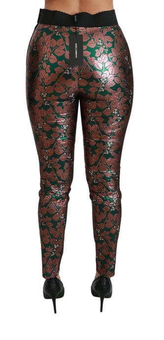 Dolce & Gabbana Grüne Bronze Blatt Strumpfhose Schmale Hose - Image 5