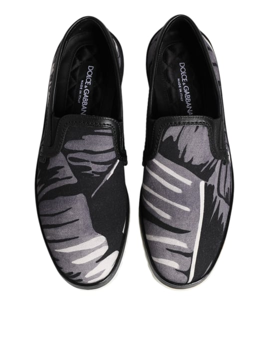 Dolce & Gabbana Schwarze Tropical Slip-On Herren Sneaker Schuhe - Image 3