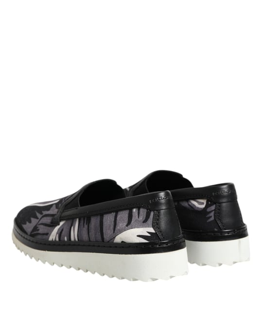 Dolce & Gabbana Schwarze Tropical Slip-On Herren Sneaker Schuhe - Image 5