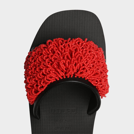 Rote Korallen-Sandalen-Flip-Flops, schwarz - Image 3