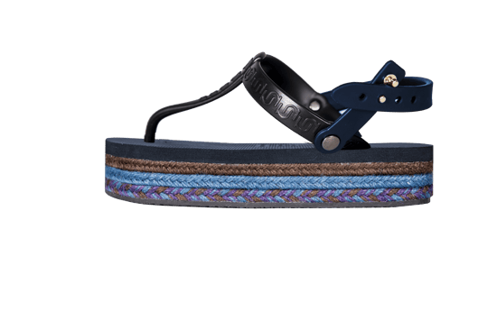 Raffia Deluxe Sandalen-Flip-Flops, Marineblau - Image 2