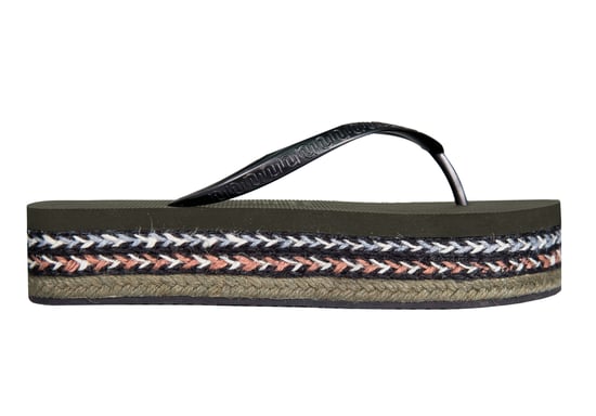 Raffia Deleuxe Sandalen-Flip-Flop Armeegrün - Image 1
