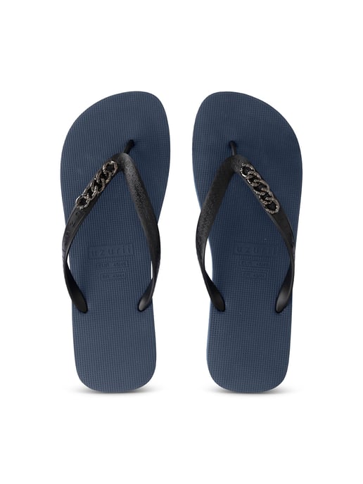 Silberne kleine Flip-Flops, marineblau - Image 1