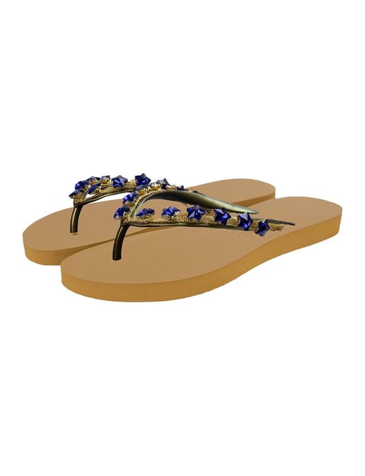 Kleine blaue Stern-Flip-Flops Ocker - Image 3