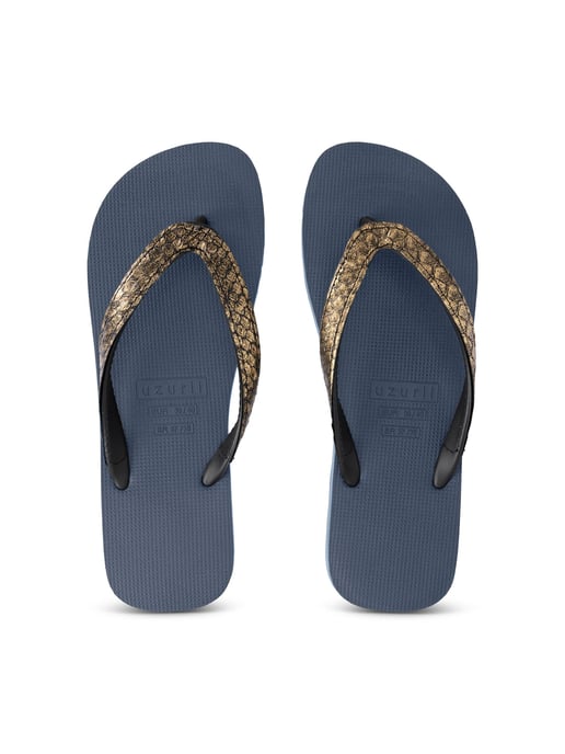 Python Bronze Flip Flop Marineblau - Image 1