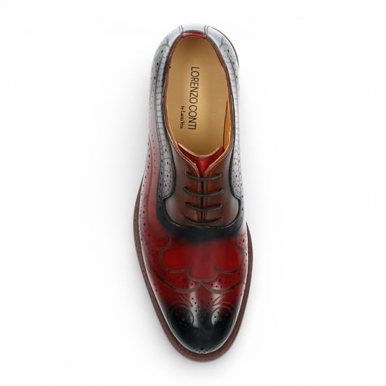 Lorenzo Conti Herren rote schwarze Leder-Brogue Oxford-Dressschuhe – Ayan-01 - Image 4