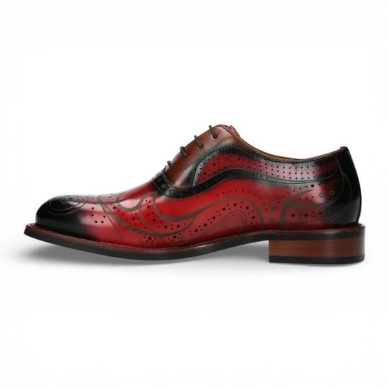 Lorenzo Conti Herren rote schwarze Leder-Brogue Oxford-Dressschuhe – Ayan-01 - Image 6