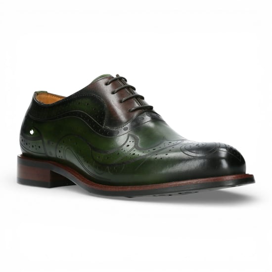 Lorenzo Conti Herren Khaki-grüne Leder-Brogue Oxford-Dressschuhe – Ayan-01 - Image 4