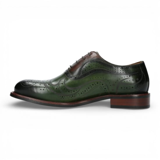 Lorenzo Conti Herren Khaki-grüne Leder-Brogue Oxford-Dressschuhe – Ayan-01 - Image 5