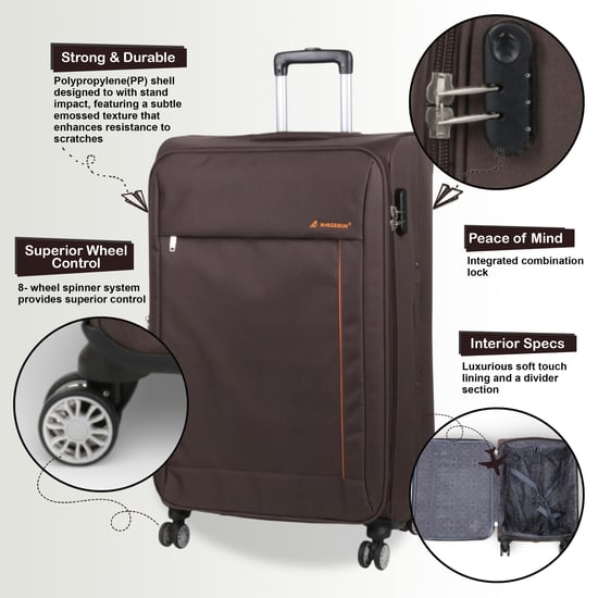 Leichtes braunes Soft-Casing-Koffer 8-Rad-Reisegepäck - Image 4
