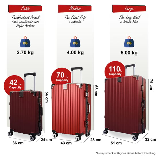 Red Hardshell Doppel-4-Rad-ABS-Gepäckwagen Hartschalen-Koffer-Set - Image 2
