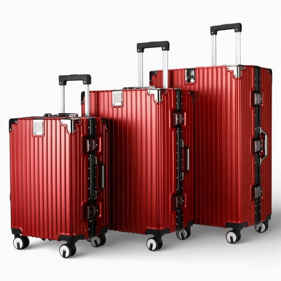 Red Hardshell Doppel-4-Rad-ABS-Gepäckwagen Hartschalen-Koffer-Set - Image 4