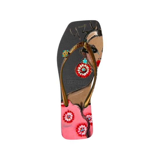 Strandbedruckte Claudia Flip-Flops, schwarz - Image 1