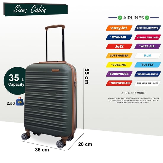 Hardshell Green Kabine 55 x 36 x 20 cm ABS Koffer Gepäck für Easyjet, Ryanair - Image 2