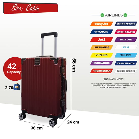 Robuster Hardshell-Kabinenkoffer 36 x 24 x 56 cm Gepäck für Easyjet, Ryanair, Wizzair - Image 2