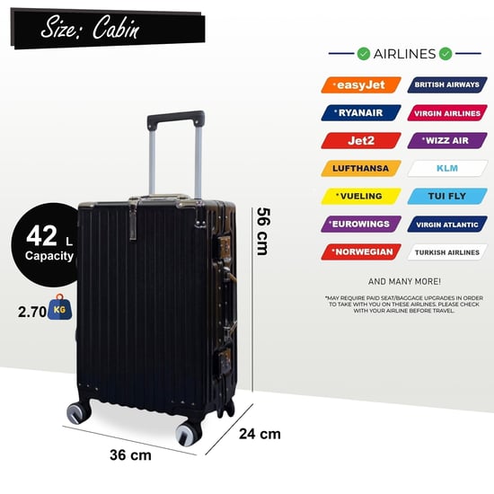 Robuster Hardshell-Kabinenkoffer 36 x 24 x 56 cm Gepäck für Easyjet, Ryanair, Wizzair - Image 3