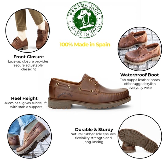 Panama Jack Herren wasserdichte Bark Braune Leder-Schnürstiefel – Boot C5 - Image 2