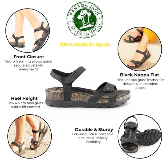 Panama Jack Damen-Keil-Schwarze Leder-Plattformsandalen – Sulia B2 - Image 2