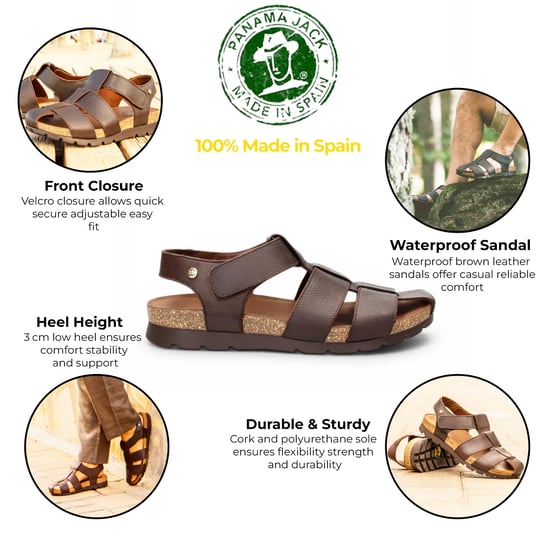 Panama Jack Herren wasserdichte Rinde braune Ledersandalen – Stanley C1 - Image 2