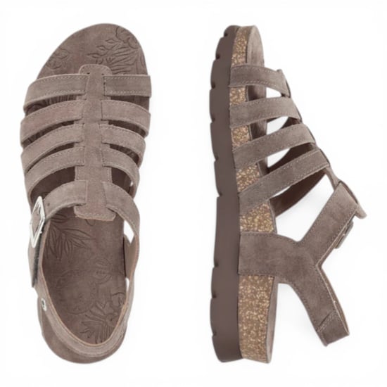 Panama Jack Damen-Keilstein-graue Wildledersandalen – Sasha B6 - Image 4