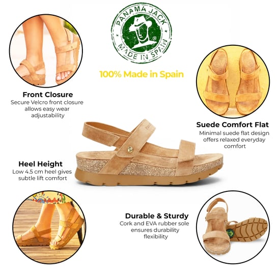 Panama Jack Damen-Keilbark-Braune Wildledersandalen – Selma B10 - Image 2