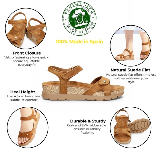 Panama Jack Damen-Wedge-Bark Braune Wildleder-Plateausandalen – Sulia B26 - Image 2