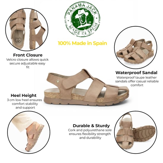 Panama Jack Herren wasserdichte taupe Ledersandalen – Stanley C8 - Image 2
