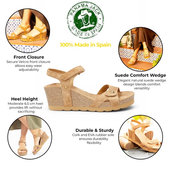 Panama Jack Damen Keilbark Braune Wildledersandalen – Julia B74 - Image 2