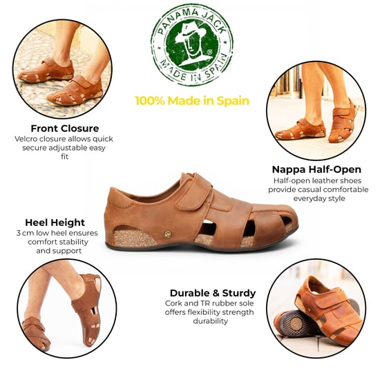 Panama Jack Fletcher Basics C5 Herren Bark Braune Ledersandalen - Image 2