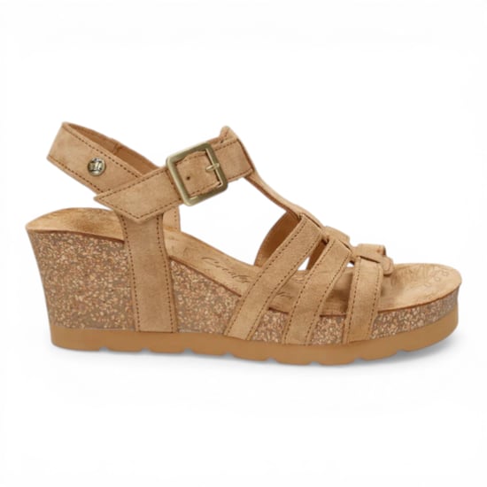 Panama Jack Damen Wedge-Heelbark Braune Wildledersandalen – Vero B1 - Image 1