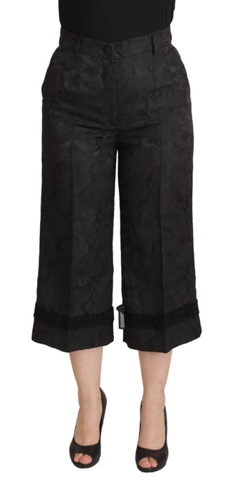 Dolce Gabbana Blüten-Culottes mit schwarzem Spitzenbesatz - Image 1