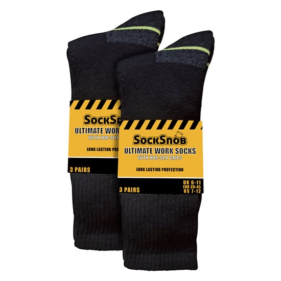 Sock Snob 6er-Pack rutschfeste Arbeitssocken für Herren, atmungsaktiv, verstärkte Stiefelsocken mit Grip - Schwarz - Image 2