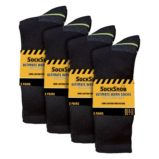 12 Paar Herren Rutschfeste Arbeitssocken | Atmungsaktive, Strapazierfähige Stiefelsocken mit Grips - Image 2