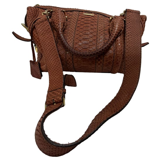 Burberry Nevinson Bowlingtasche (mittelgroß) aus braunem Pythonleder - Image 1