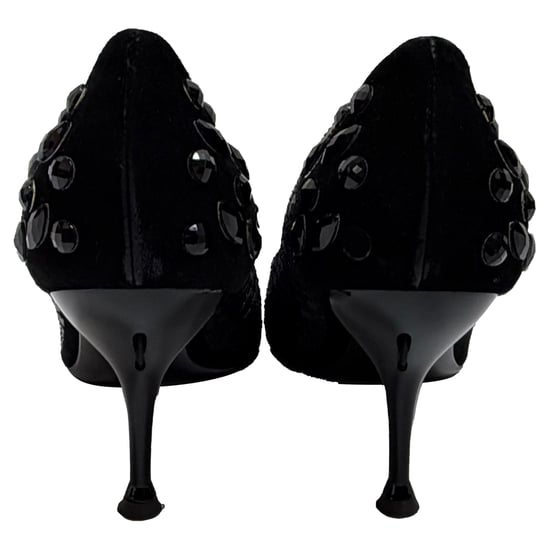 Paillettenbesetzte Pumps mit Mandelspitze von Giuseppe Zanotti aus schwarzem Wildleder - Image 3
