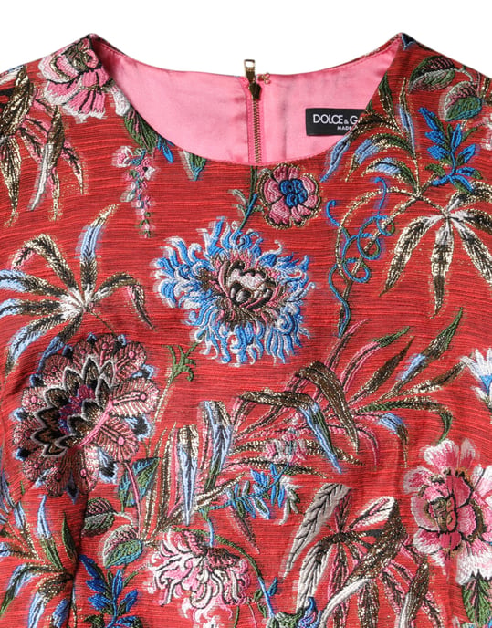 Blumenbrokat A-Linie Mini Kleid - Image 3