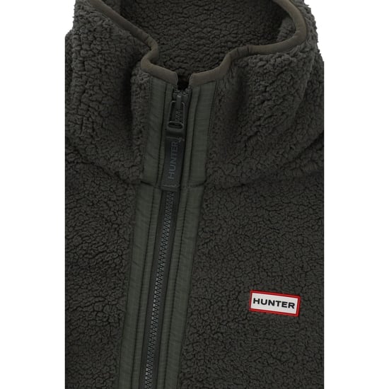 Hunter Tiorga 1/4 Zip Borg Fleece Polyester Herren Grüner Zip-Hals Pullover - Image 4