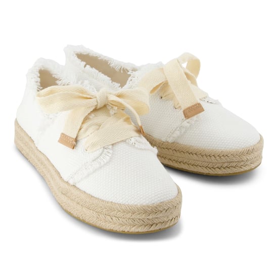 TOMS Carolina Lace Up Baumwolle Damen Weiße Espadrilles Am Strand - Image 3