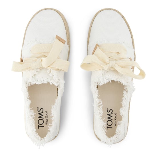 TOMS Carolina Lace Up Baumwolle Damen Weiße Espadrilles Am Strand - Image 5