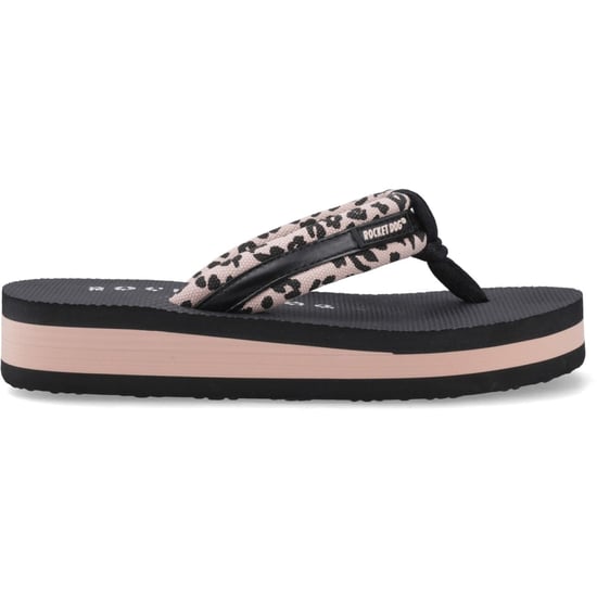 Rocket Dog Monica Leon Leopard Textile Damen Flip-Flops In Hellrosa - Image 5