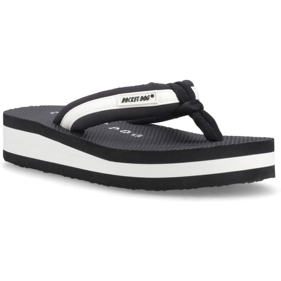 Rocket Dog Monica Nylon PU Textile Damen Schwarz/Creme Flip-Flops - Image 1