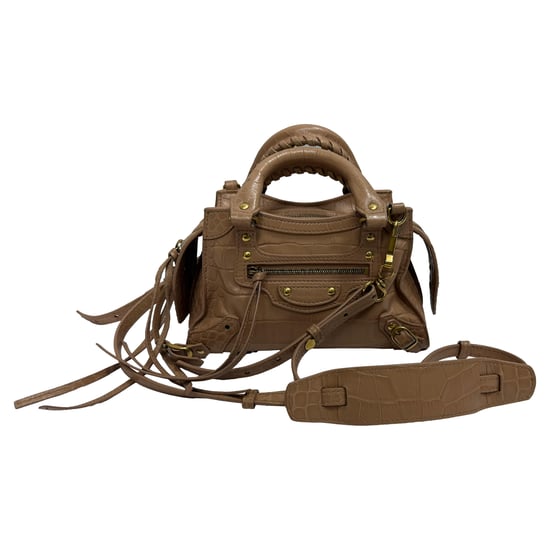 Balenciaga Mini Neo Classic City Tasche mit Krokodil-Prägung in braunem Leder - Image 1