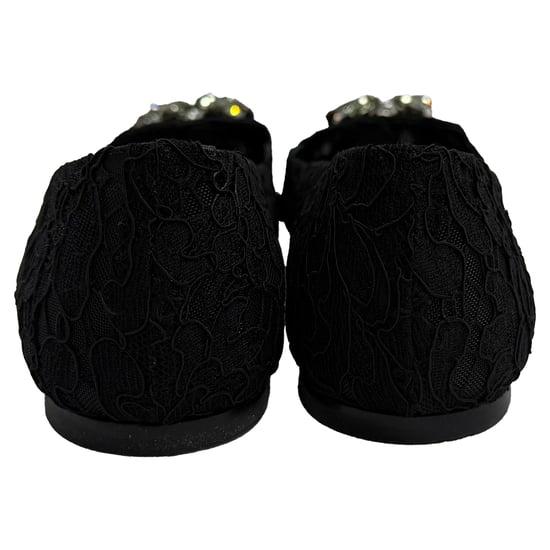 Dolce & Gabbana Spitzenschuhe mit Kristallverzierungen in Schwarz Viskose - Image 3