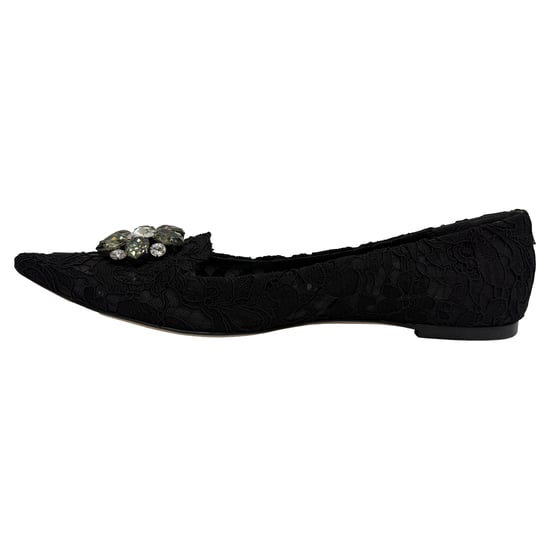 Dolce & Gabbana Spitzenschuhe mit Kristallverzierungen in Schwarz Viskose - Image 4