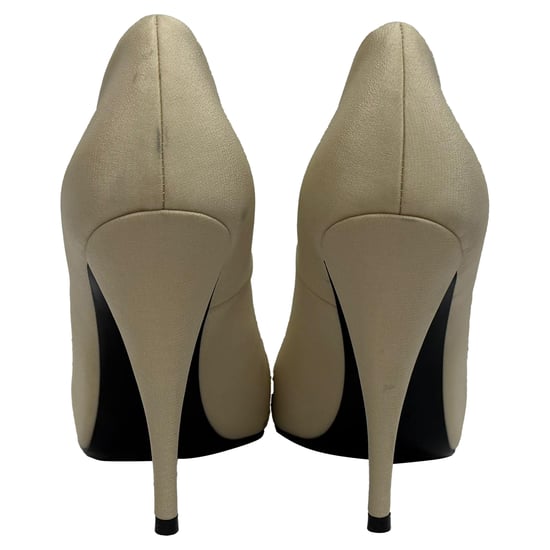 Saint Laurent Franky Peeptoe-Pumps aus cremefarbenem Satin - Image 3