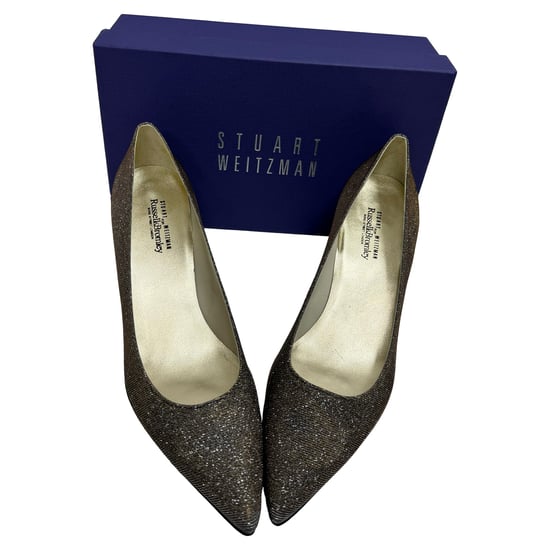 Stuart Weitzman Power 50 Spitzenzehen-Pumps in goldfarbenem Glitzer - Image 5