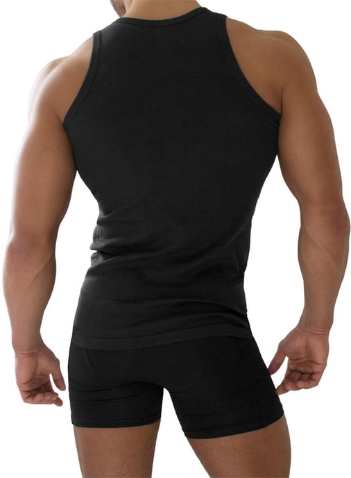 normani 4 Stück Herren-Unterhemd Feinripp Schwarz - Image 3