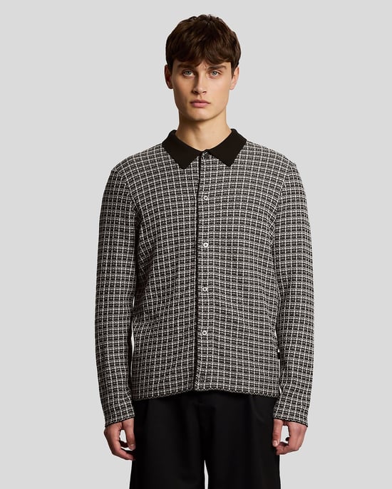Korbflecht Strick-Kragen Cardigan - Image 1