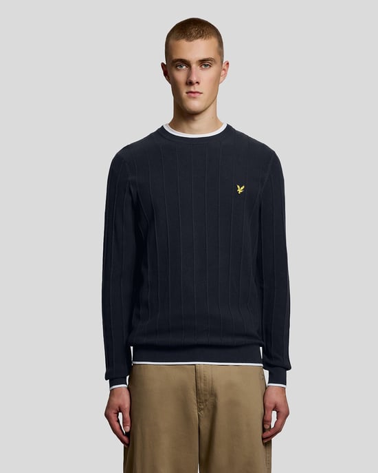 Bunter Piqué Strickpullover mit Rundhalsausschnitt - Image 1